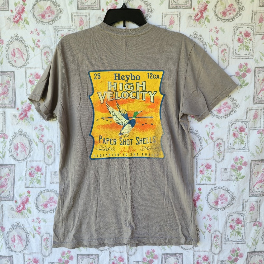 Heybo Outdoors Duck Hunting T-Shirt Men's M High Velocity Shot Shell Box Graphic